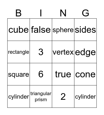 Shapes & Objects Bingo Card