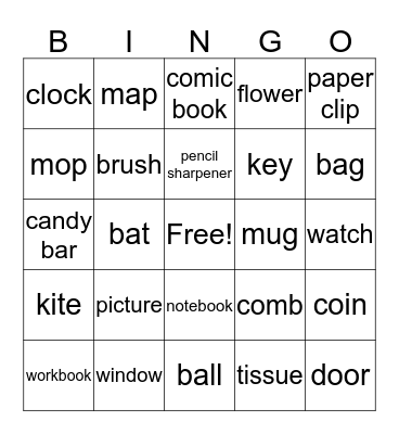 Lets Go 2 Vocabulary 6-14 Bingo Card