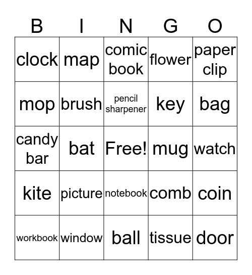 Lets Go 2 Vocabulary 6-14 Bingo Card