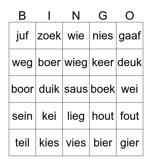 woordbingo groep 3 Bingo Card