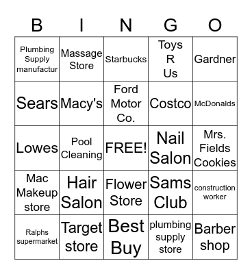 types of busines's Bingo Card
