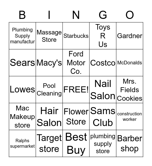 types of busines's Bingo Card