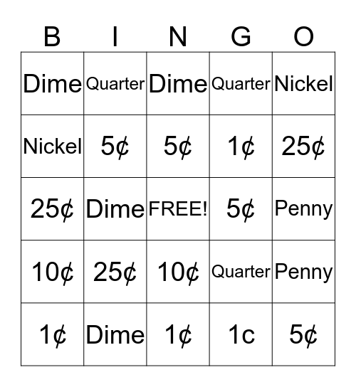 nickel bingo card game