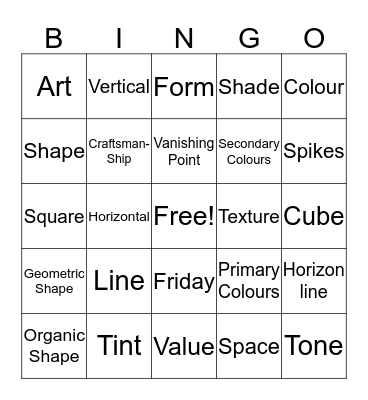 B-I-N-G-O Card Art Bingo Card