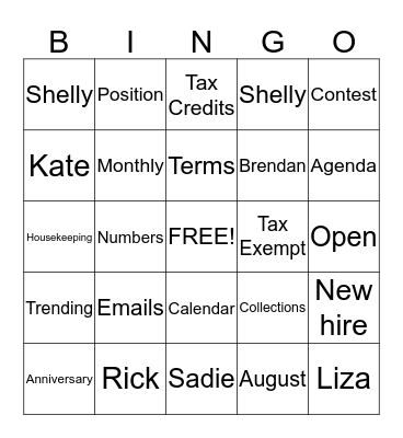 Credit Bingo Card