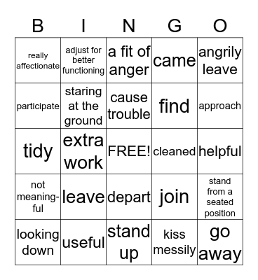 "The Blanket" Phrasal Verbs and Expressions Bingo Card