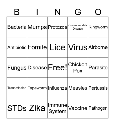 Health Bingo Card