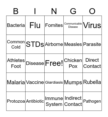 Health Bingo Card