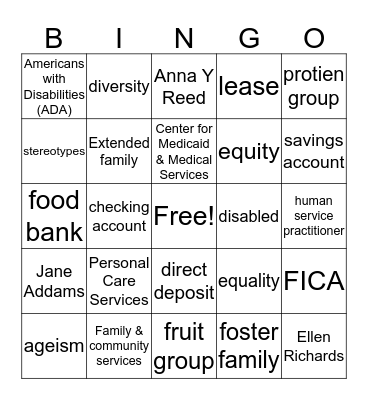 Final Exam Review Bingo Card