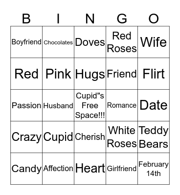 Valentine's Day Bingo!!! Bingo Card