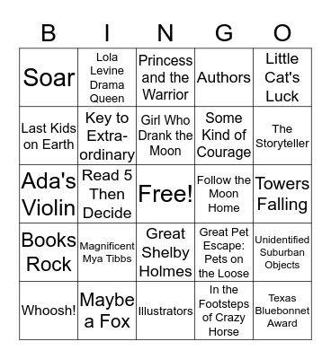Bluebonnet Bingo Card