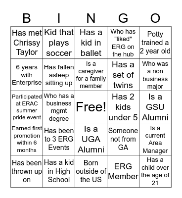 Find someon who... Bingo Card