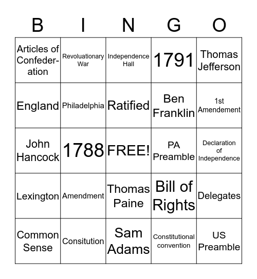 Government Bingo Card
