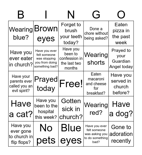 Mark 1: 21-28 Bingo Card