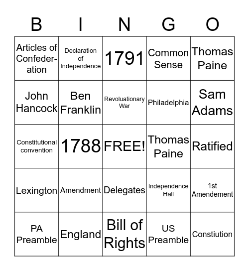 Government Bingo Card