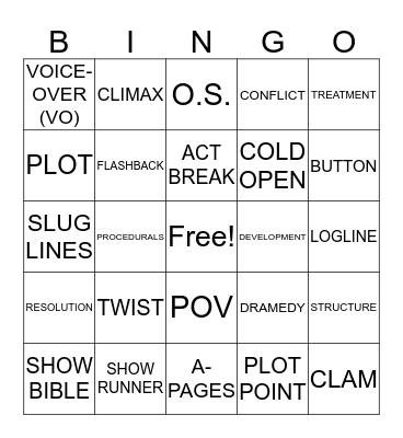 TV/Script Format Bingo Card
