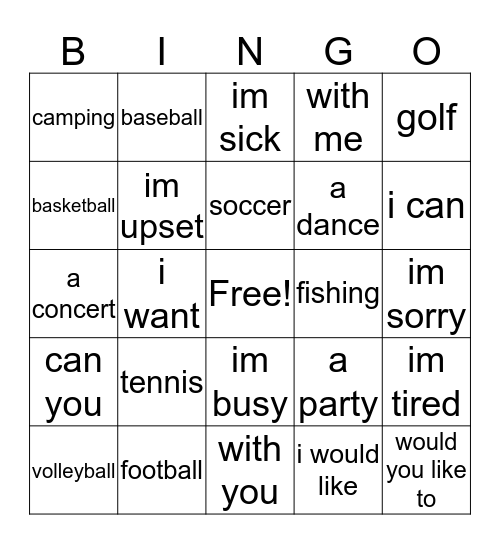 Untitled Bingo Card