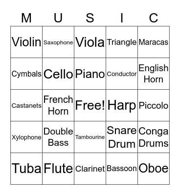 Music Bingo Card