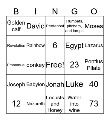 Bible Bingo Card