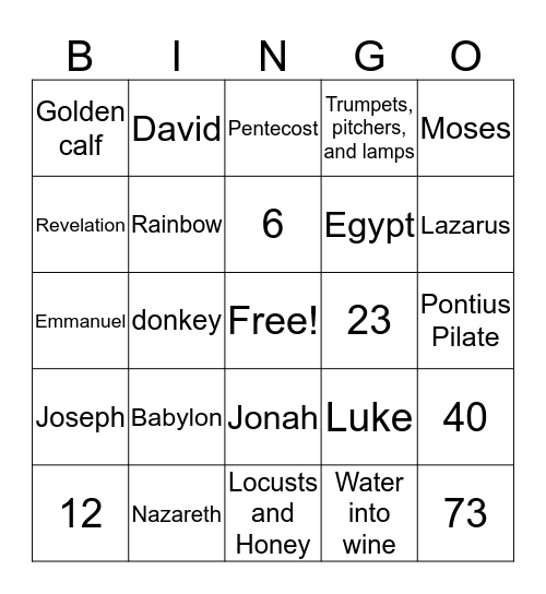 Bible Bingo Card