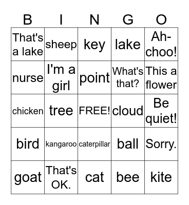 English time 1 Bingo Card