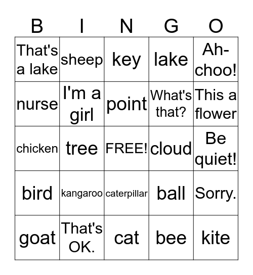 English time 1 Bingo Card