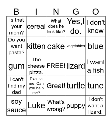 English time3 Bingo Card