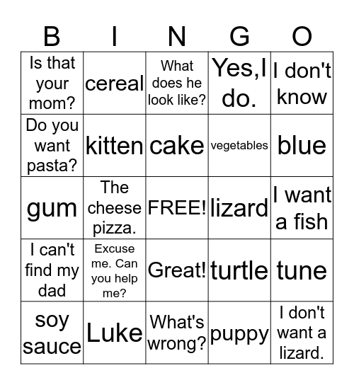 English time3 Bingo Card