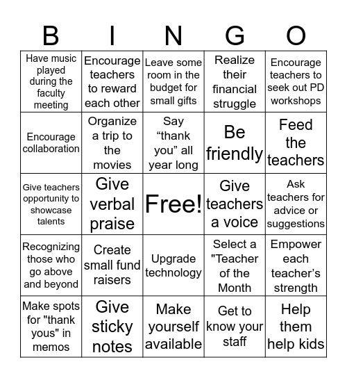 Motivation Bingo Card