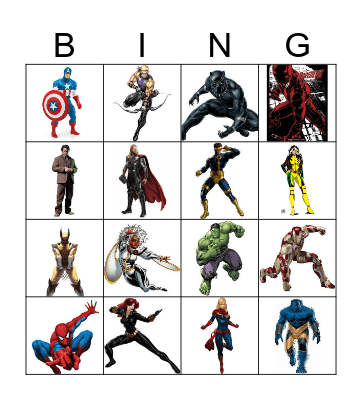 Marvel Bingo Card