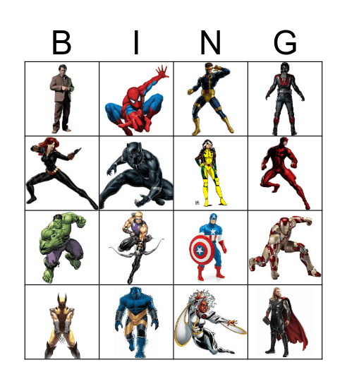 Marvel Bingo Card