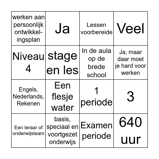 aa promoten Bingo Card