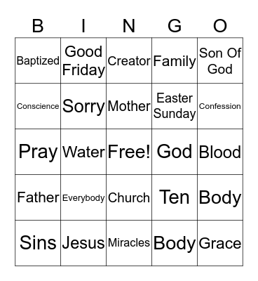 Bible Bingo Card