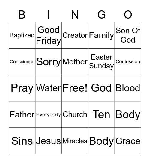 Bible Bingo Card