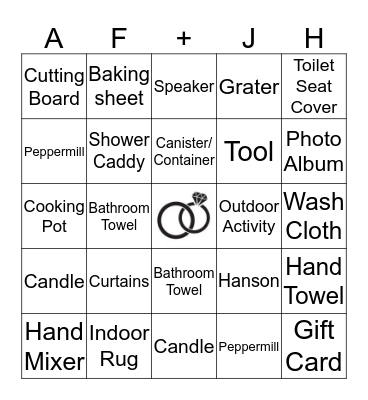 Wedding Shower Bingo Card