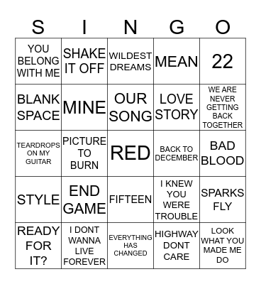 144 TAYLOR SWIFT ESSENTIALS Bingo Card