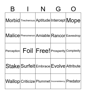 Animal Intelligence Bingo Card