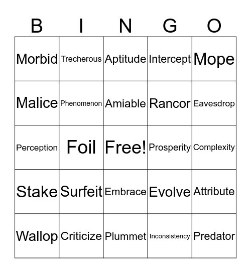 Animal Intelligence Bingo Card