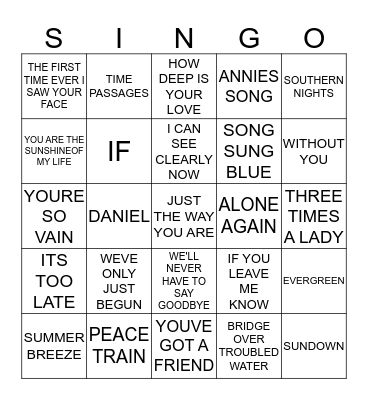 149 BEST OF 70'S #2 Bingo Card