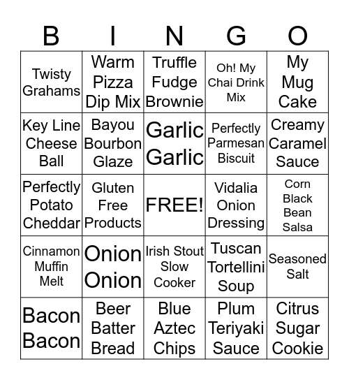 Tastefully Simple Bingo Card