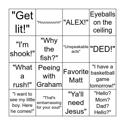 Hayley Bingo! Bingo Card
