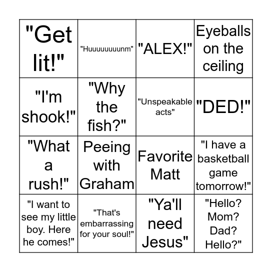 Hayley Bingo! Bingo Card