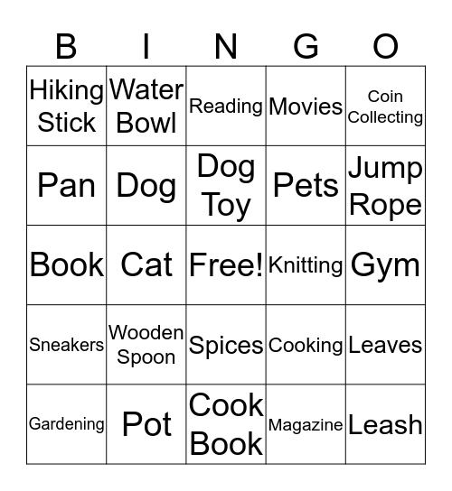 Hobby Bingo Card