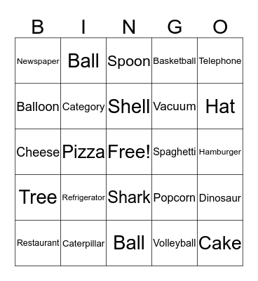 Syllable Bingo Card