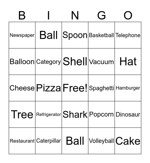 Syllable Bingo Card