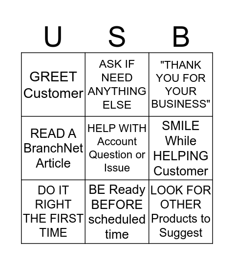 KDS/KYC Bingo Card