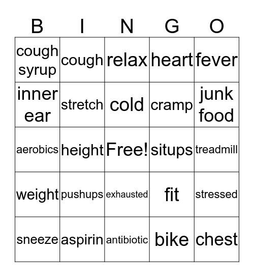 Salud Bingo Card