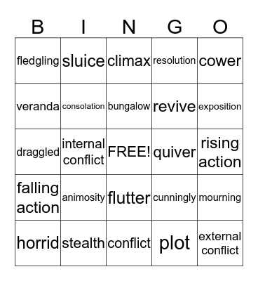 Rikki Tikki Tavi Vocabulary Bingo Card