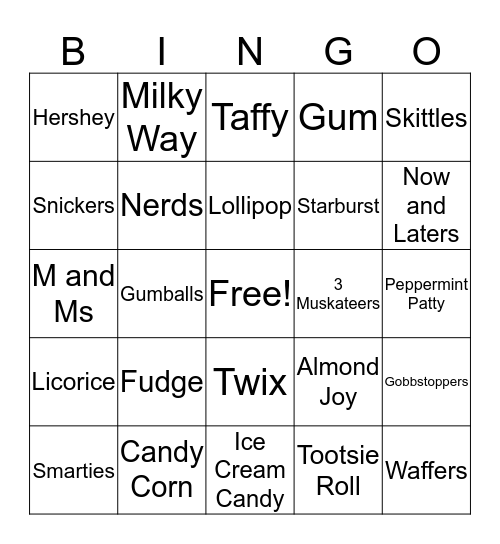 Candy Bingo Card