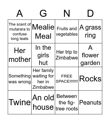 A GIRL NAMED DISASTER CHAPTER 18 Bingo Card